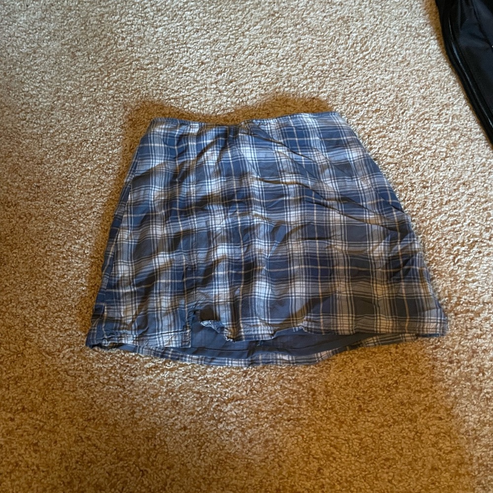 American Eagle XXS Blue and White Patterned Skirt